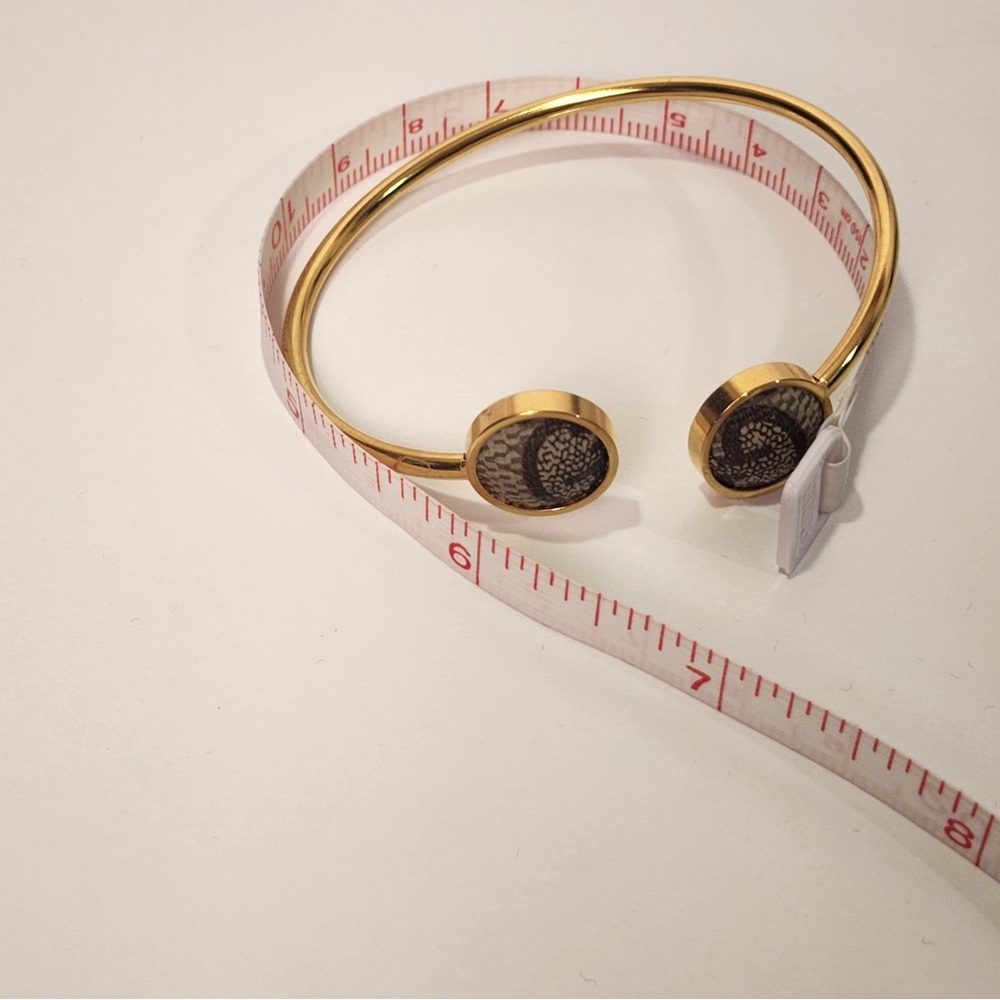 Gucci Brown Monogram Canvas Gold Wrap Cuff Bracelet - Picture 7 of 7